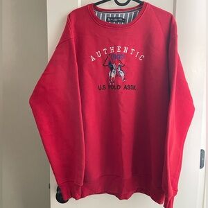 Y2K U.S. Polo Assn. Unisex Bold Red Crewneck Sweater | L